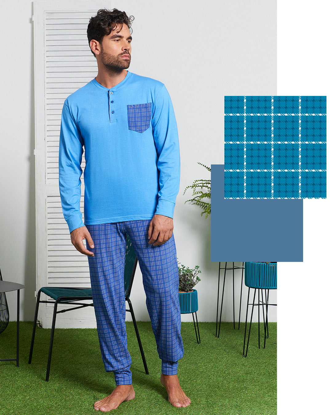 Pigiama lungo uomo con taschino