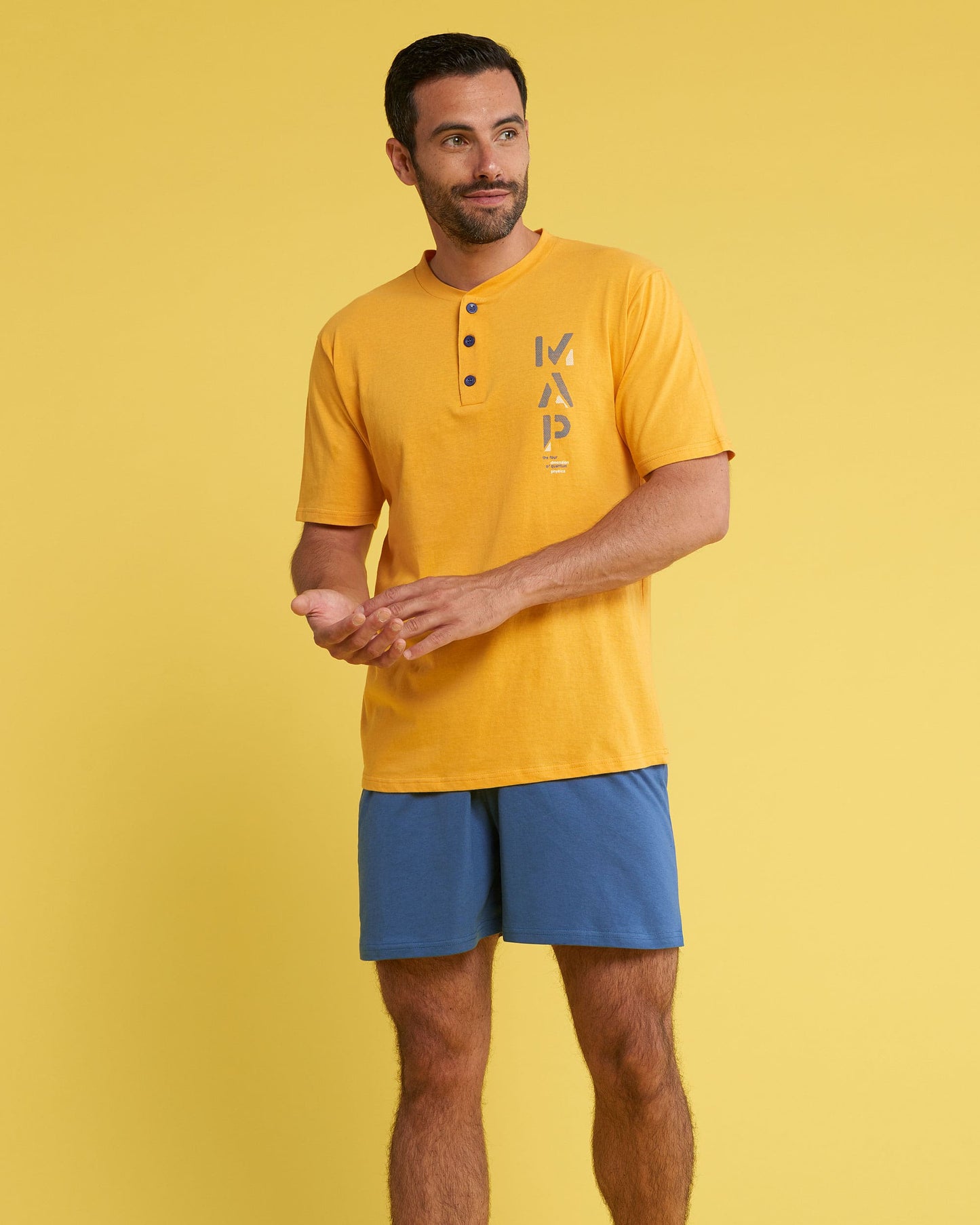 Men's short sleeve and shorts pajamas - "Map"