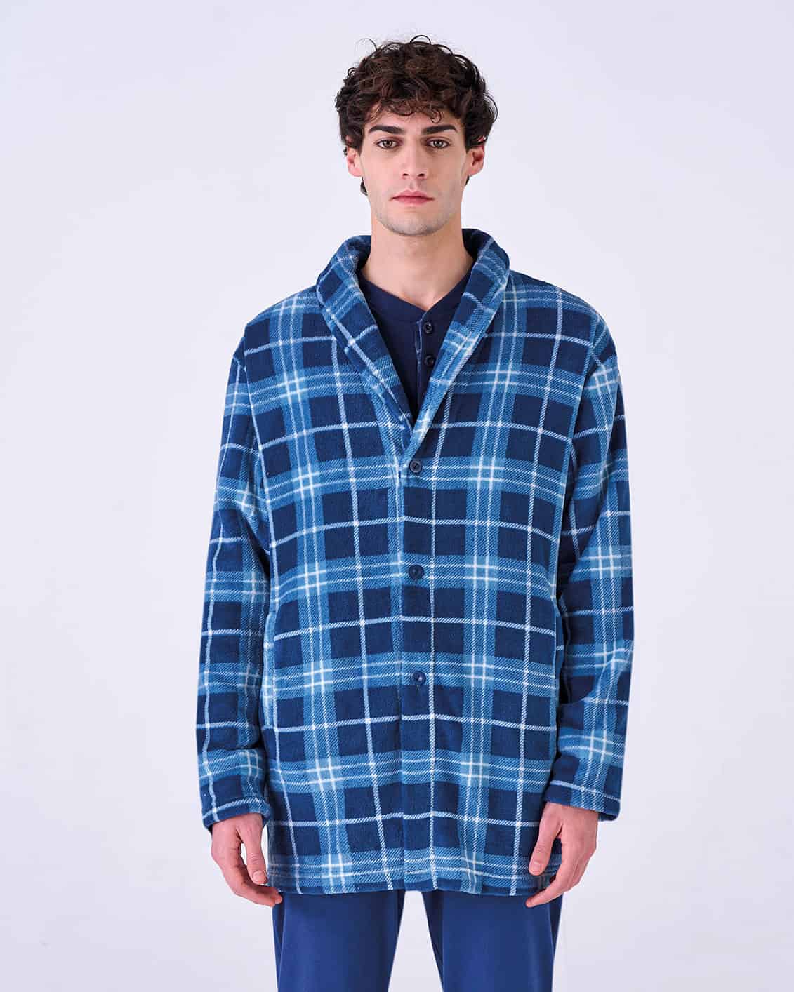 Giacca da camera coral fleece coffee