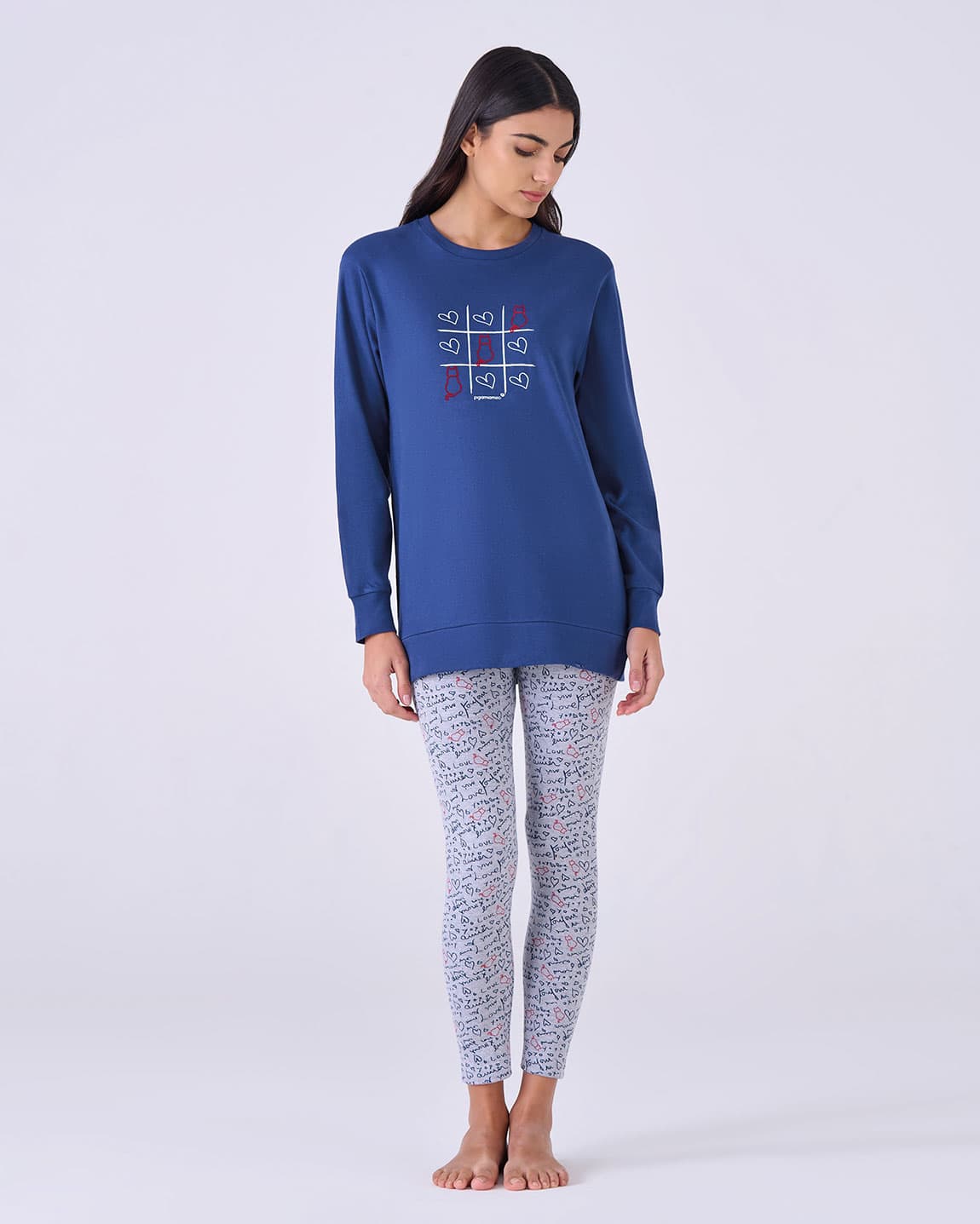 Pigiama donna caldo cotone Gattini