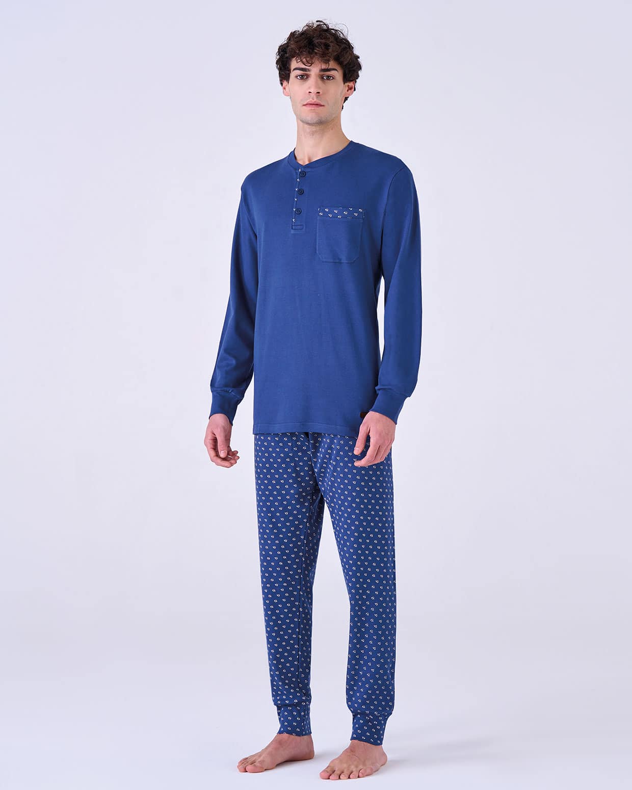 Pigiama uomo caldo cotone serafino classico