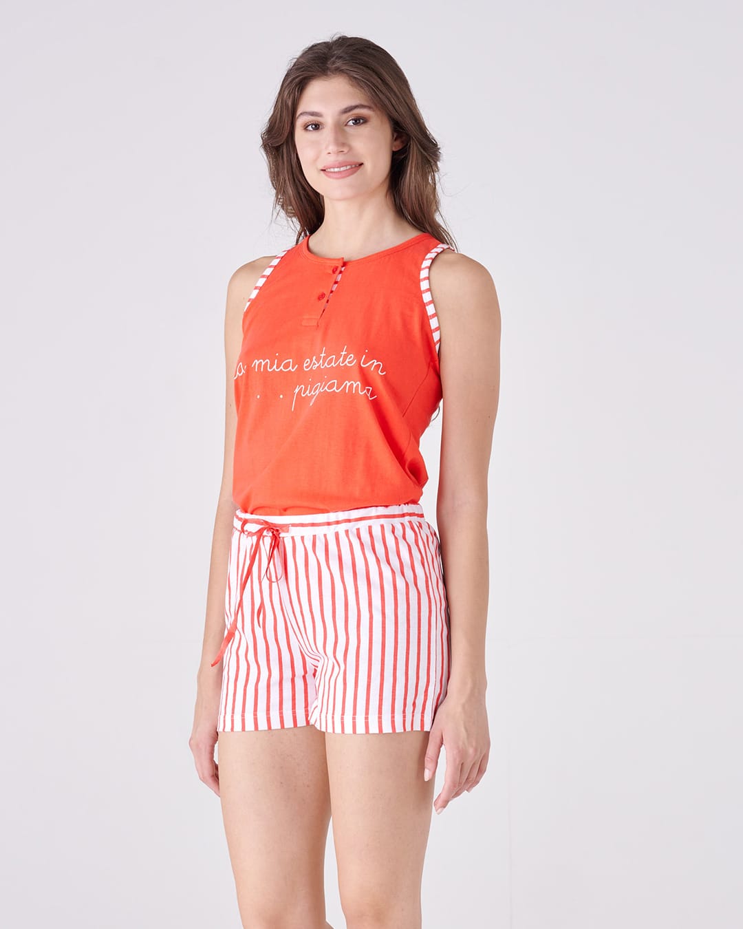 Pigiama donna top giromanica e pantalone corto - "la mia estate"