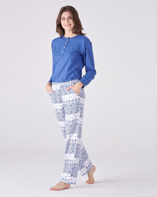 Pigiama donna lungo - fantasia geometrica