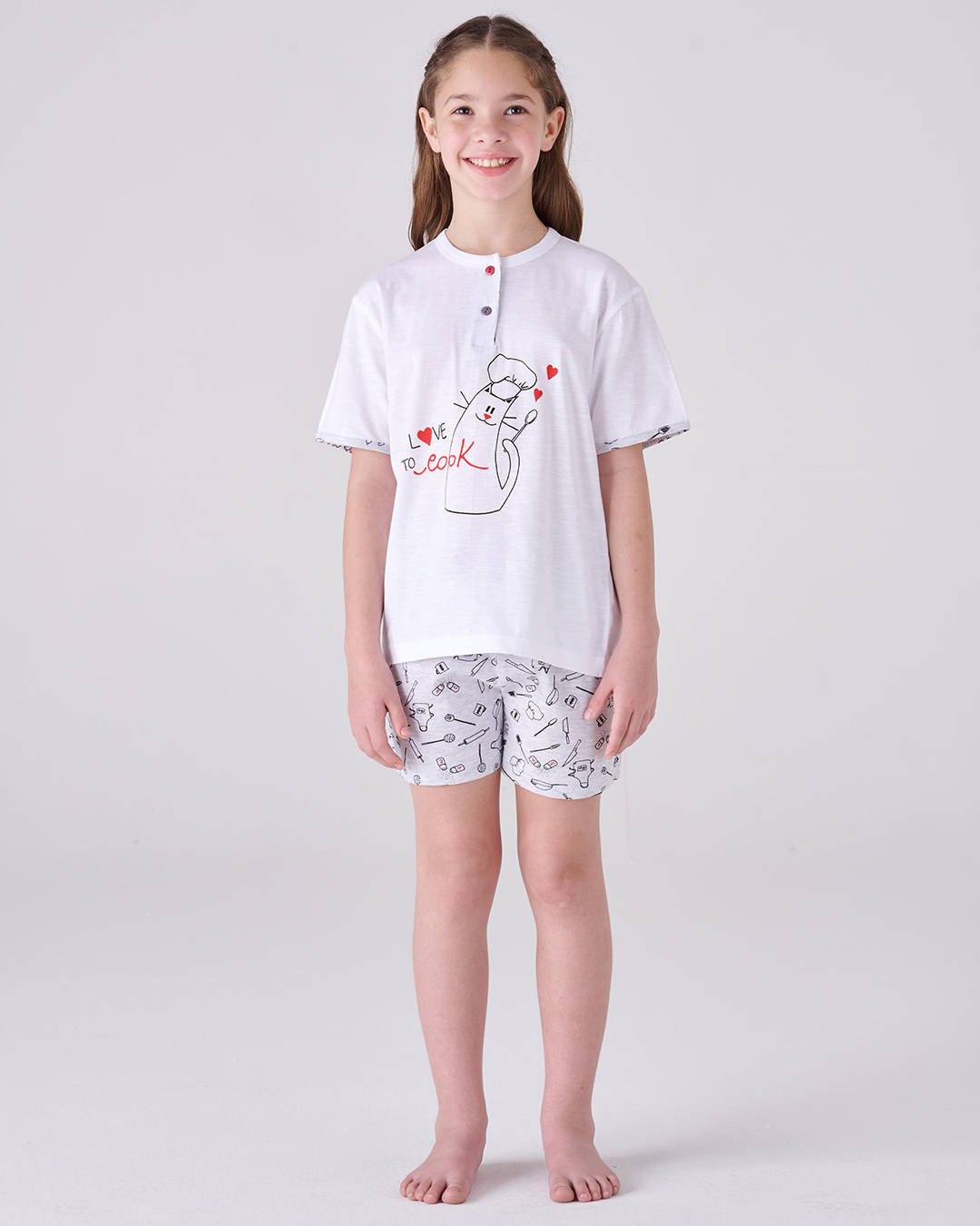 Pigiama bimba top manica corta e pantalone corto - "COOK"