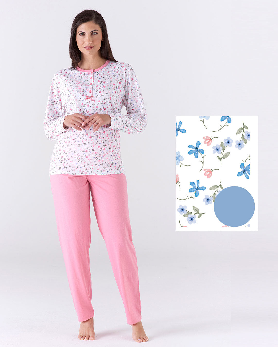 Pigiama lungo donna fantasia floreale