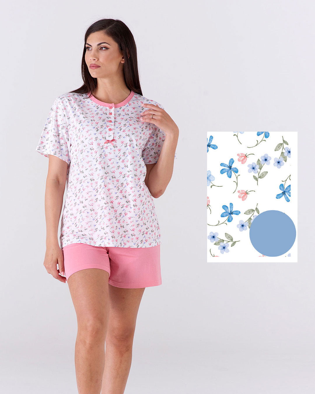 Pigiama donna corto - fantasia floreale