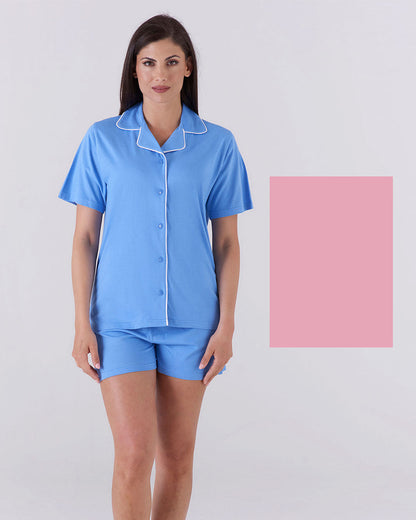Pigiama donna corto aperto -  tinta unita
