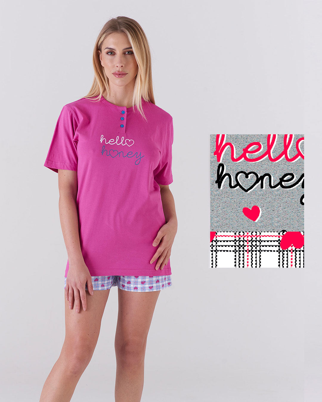 Pigiama donna corto - "hello honey"