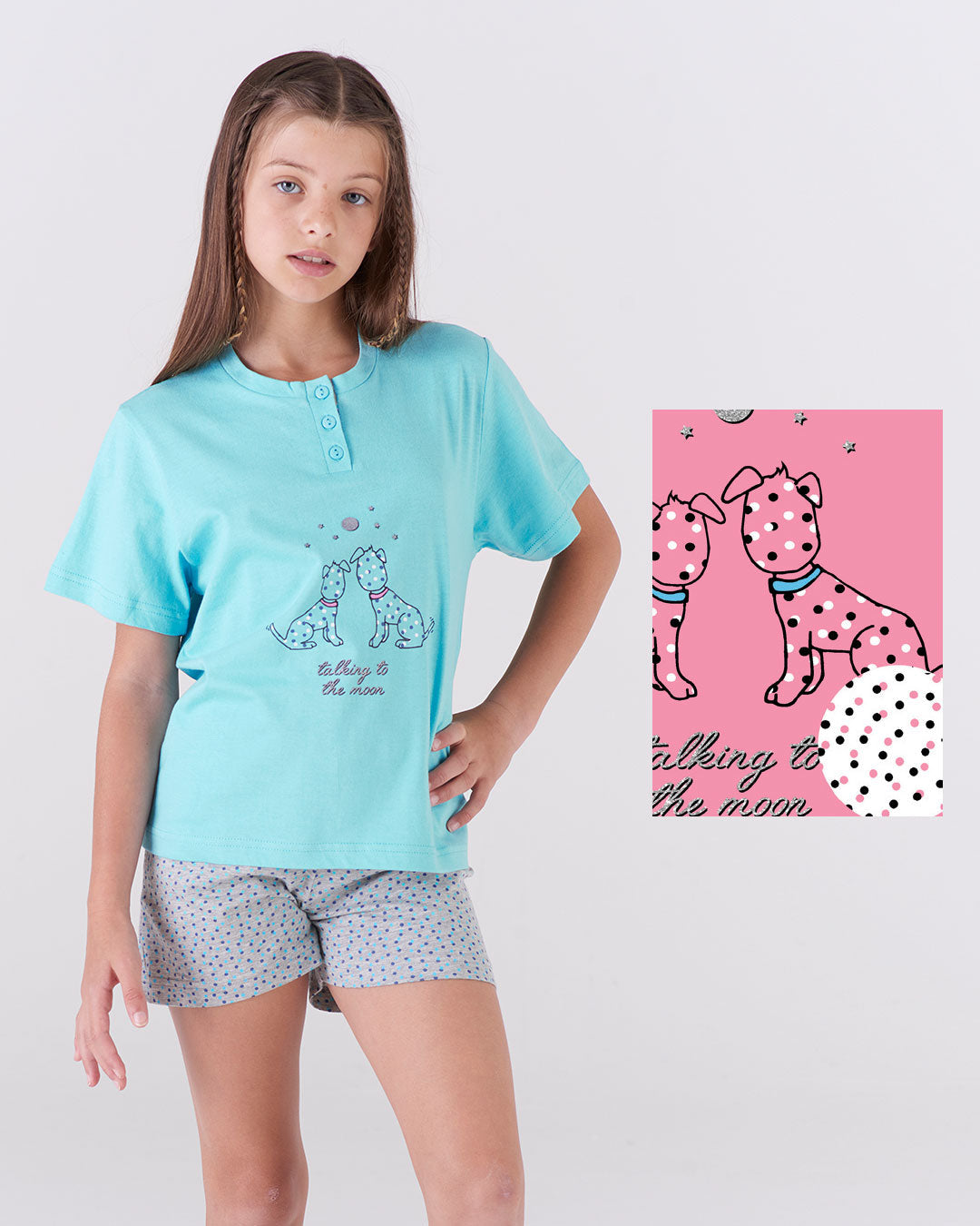 Pigiama corto bambina "talking to the moon"