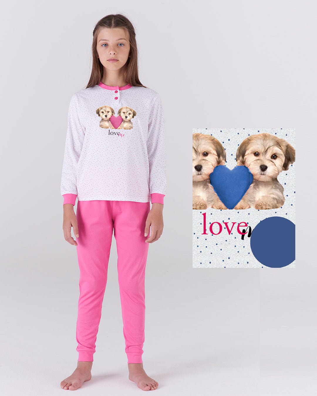Pigiama lungo bambina "love me"