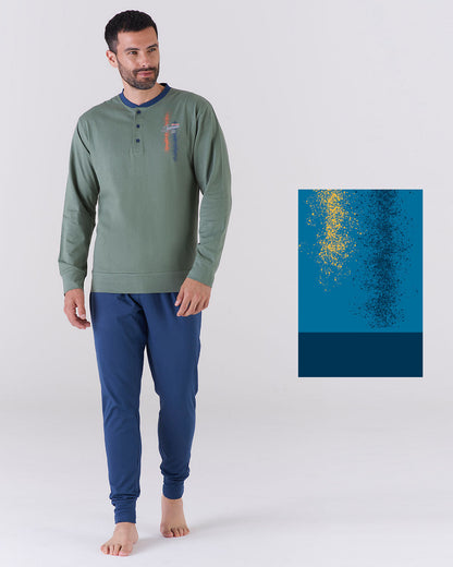 Pigiama lungo uomo bicolore