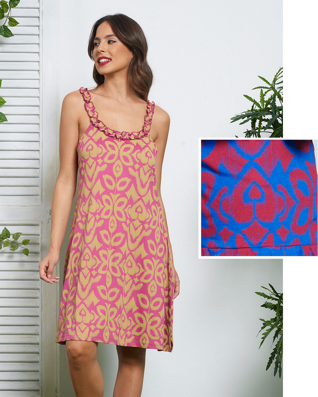 Vestitino bretelline fantasia etnica