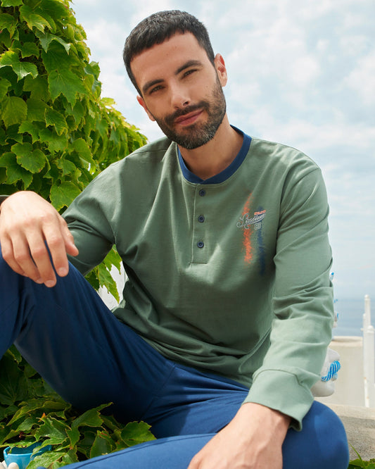 Pigiama lungo uomo bicolore