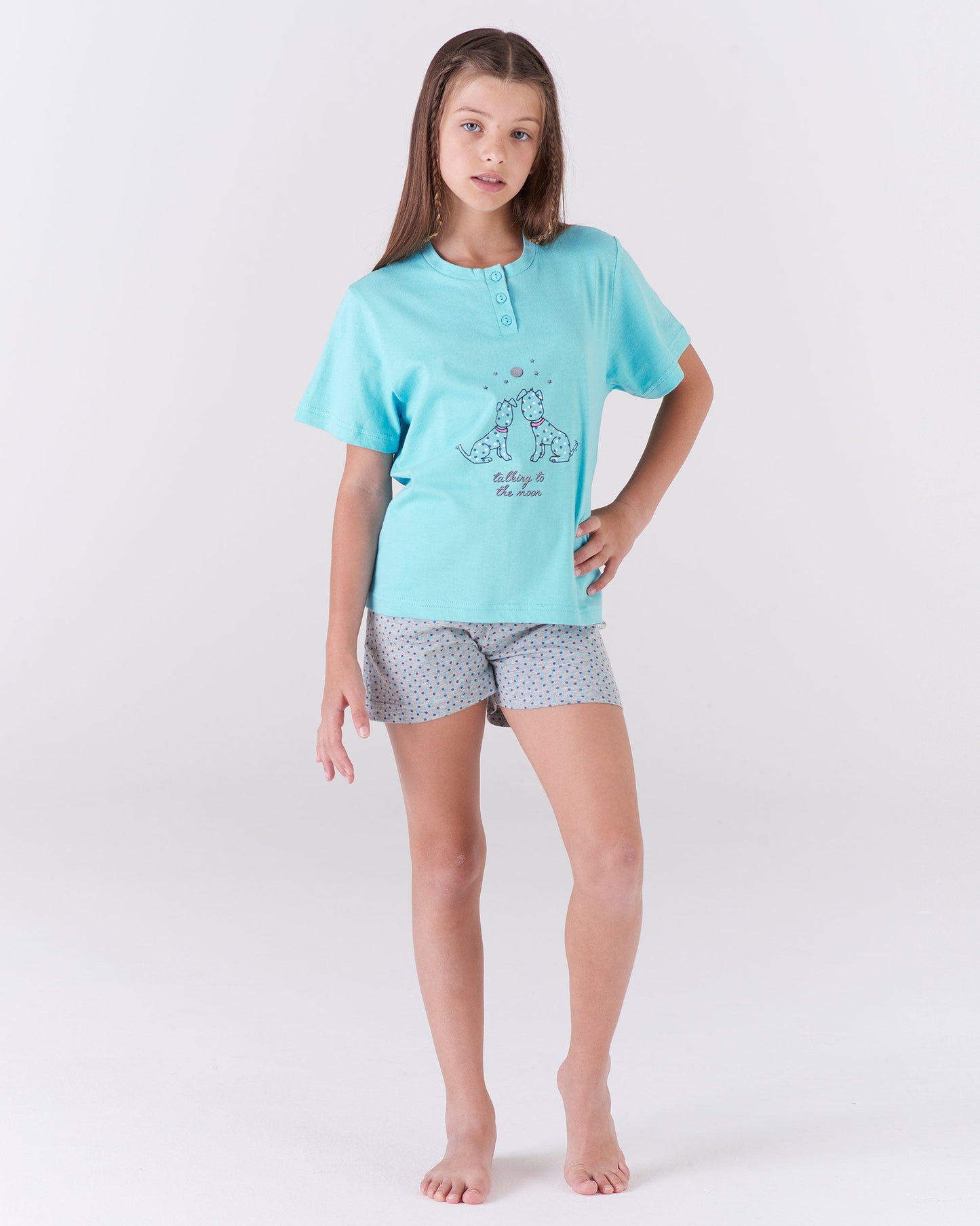 Pigiama corto bambina "talking to the moon"