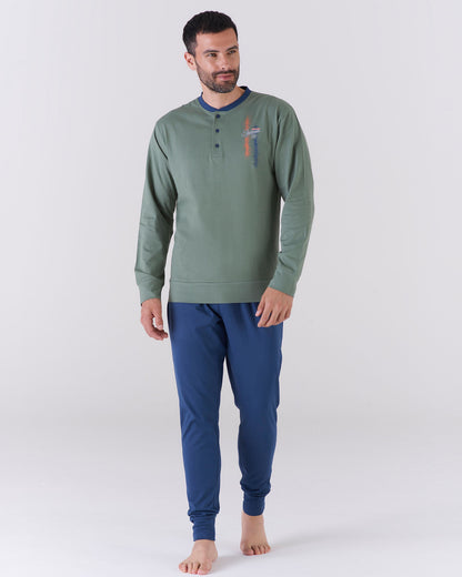 Pigiama lungo uomo bicolore