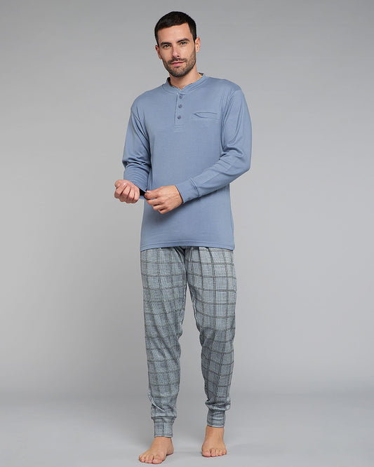 Pigiama uomo caldo cotone - fantasia Principe di Galles