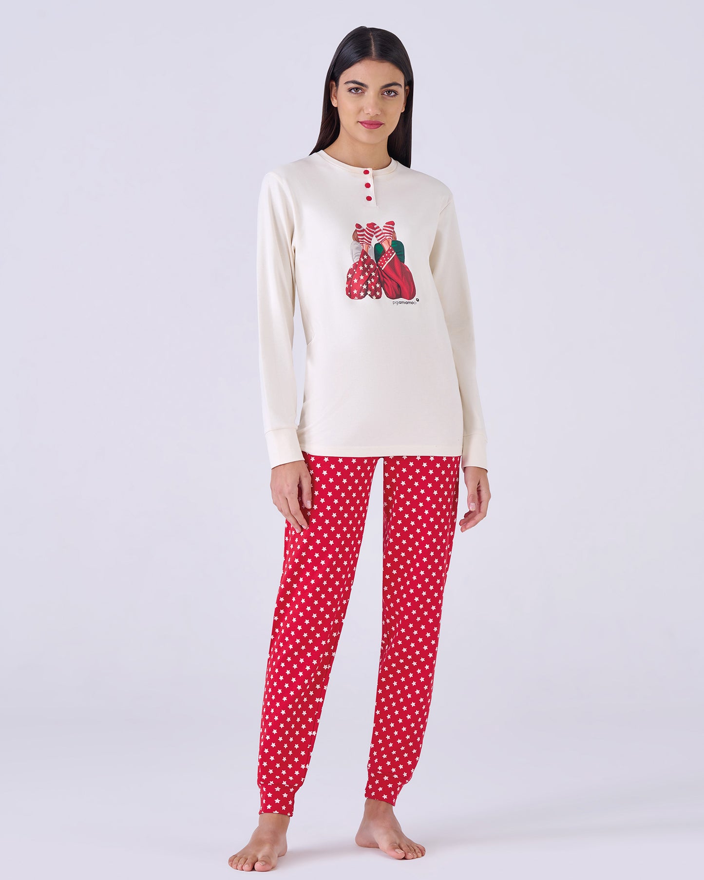 Pigiama donna caldo cotone stelline