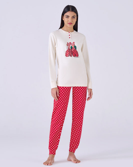 Pigiama donna caldo cotone stelline