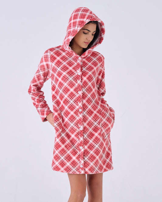 Vestaglia donna coral fleece tartan