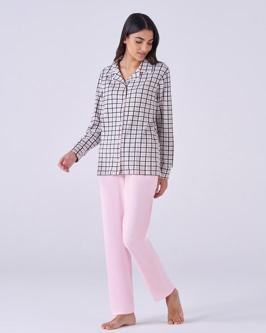 Pigiama donna aperto caldo cotone quadri