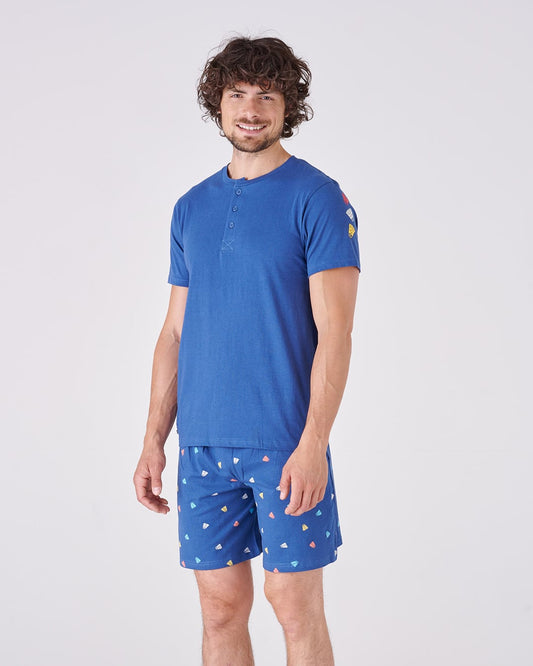 Pigiama uomo maglia manica corta e pantalone corto - fantasia pinne