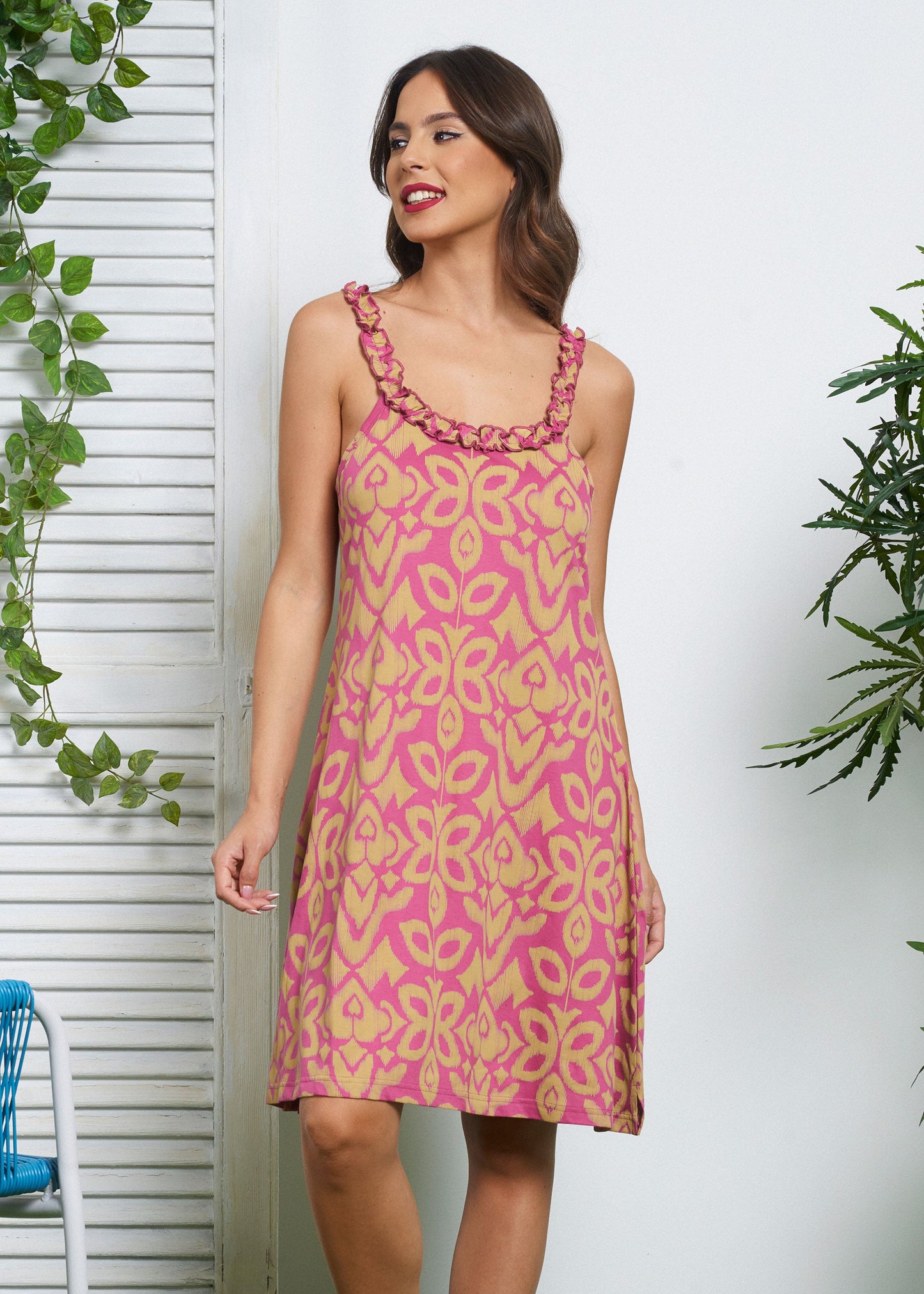 Vestitino bretelline fantasia etnica