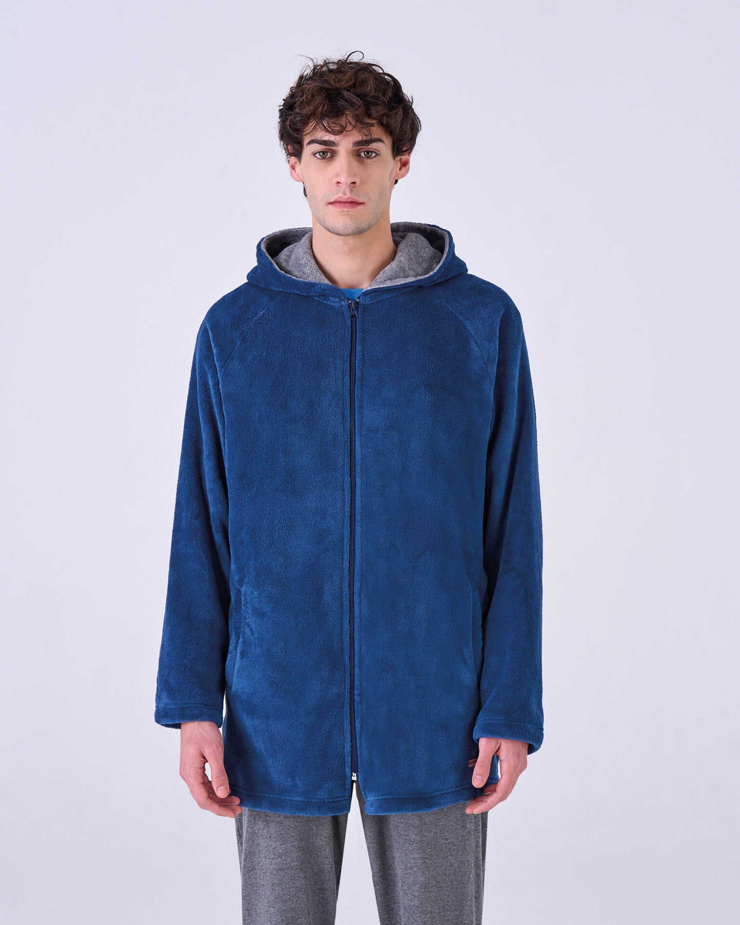 Giacca da camera coral fleece coffee