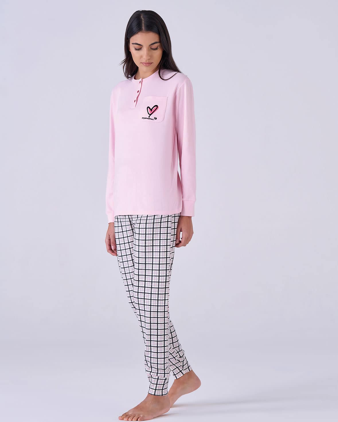 Pigiama donna caldo cotone cuore