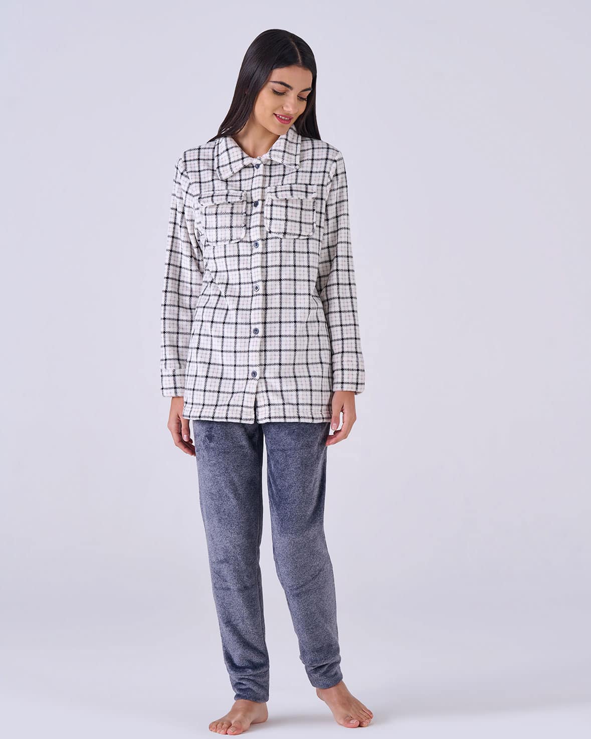 Pigiama donna aperto flannel fleece