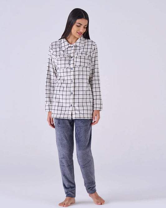 Pigiama donna aperto flannel fleece