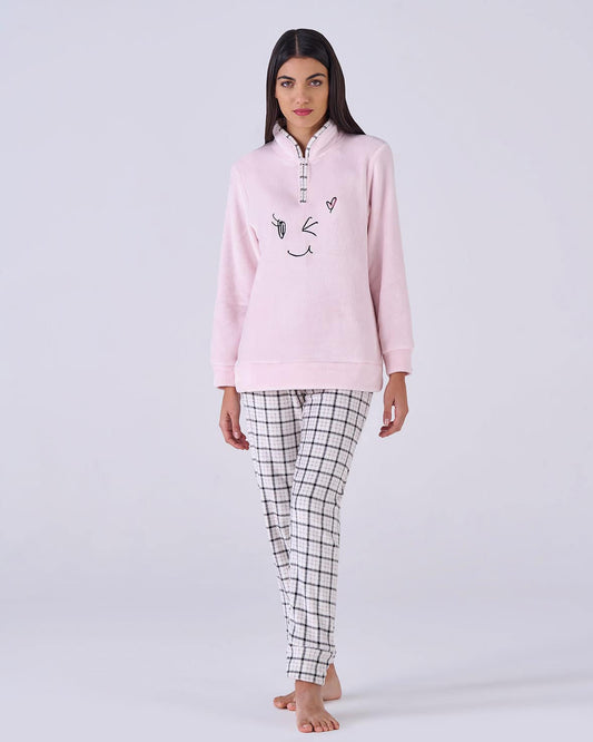 Pigiama donna flannel fleece check