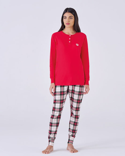 Pigiama donna caldo cotone tartan