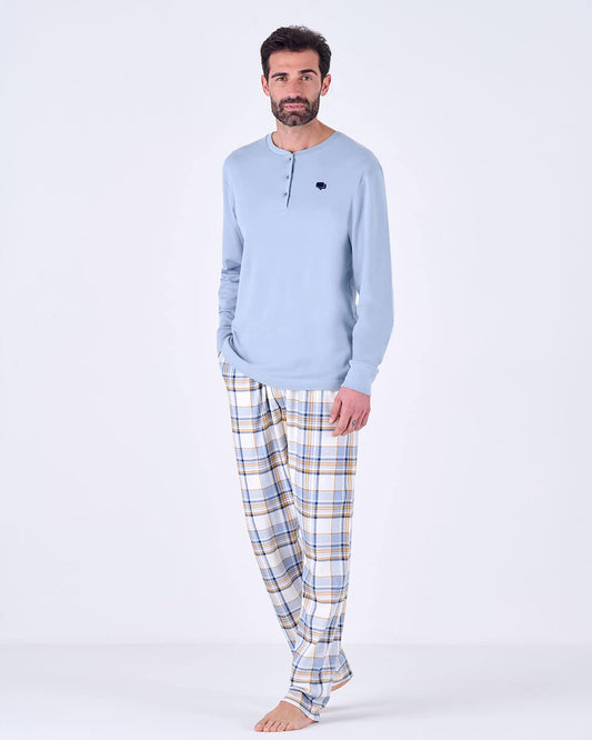 Pigiama uomo caldo cotone serafino check