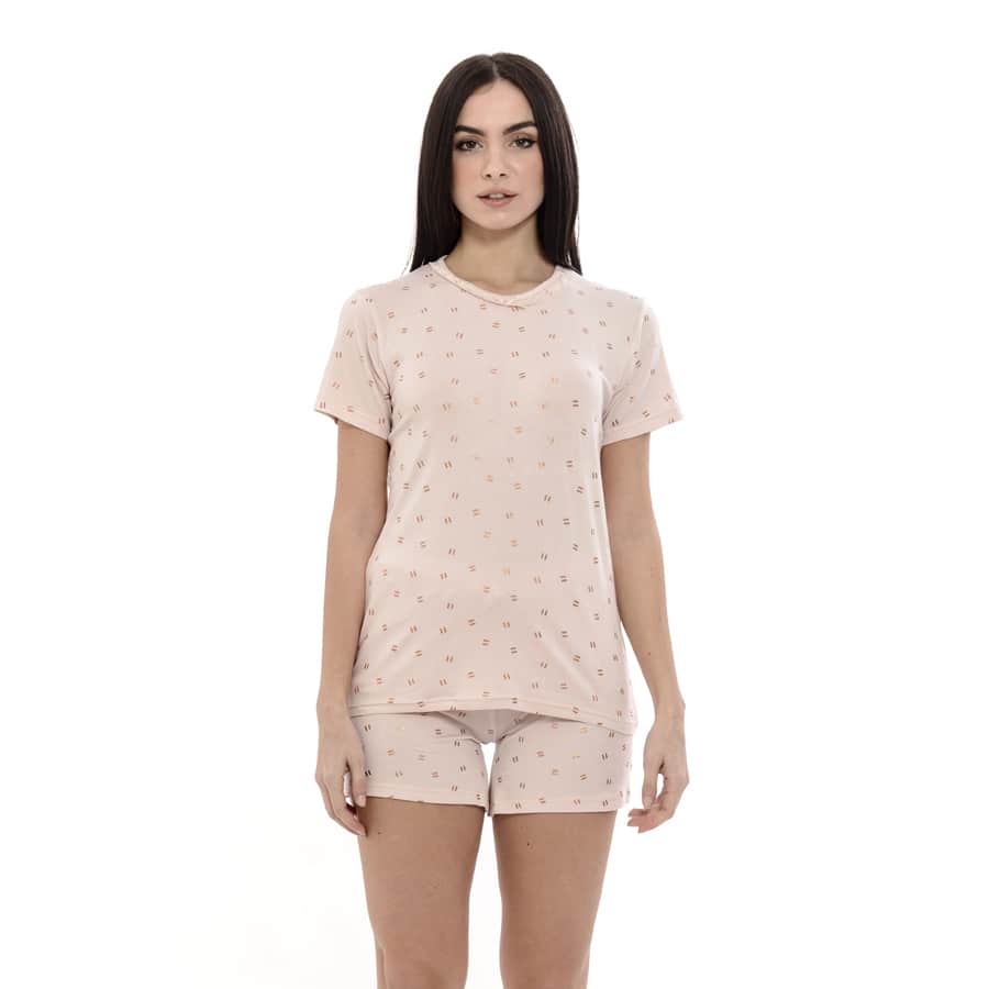 Pigiama donna top manica corta e pantalone corto - rosa salmone