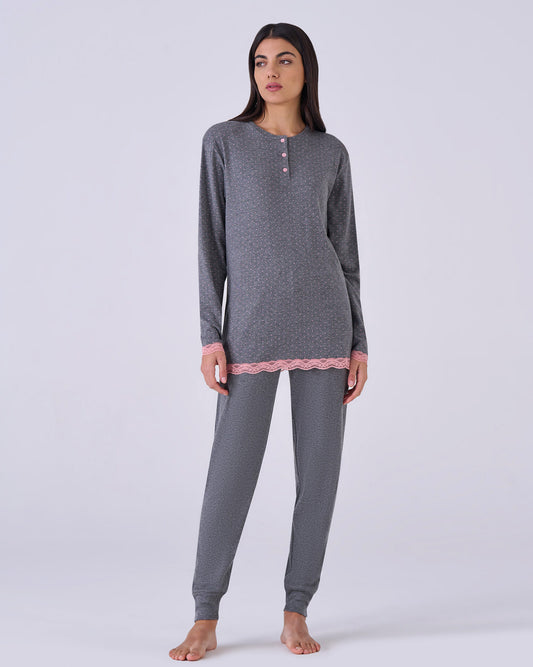 Pigiama donna caldo cotone - Pois