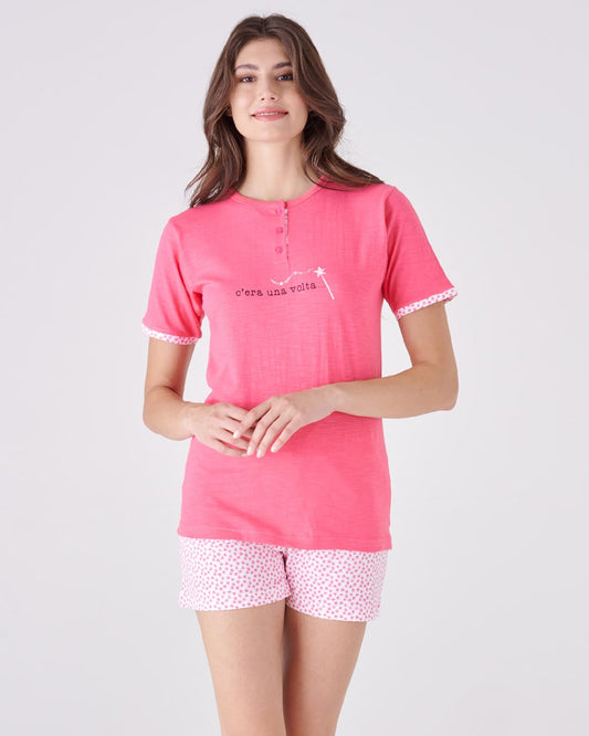 Pigiama donna top manica corta e pantalone corto - "c'era una volta"