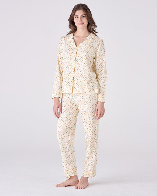 Pigiama donna aperto lungo - fantasia fiorellini