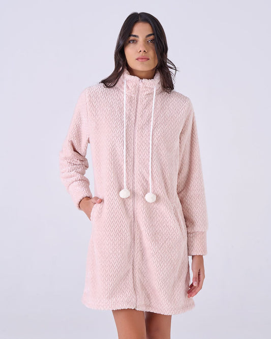 Vestaglia Donna Flannel Fleece Pon-Pon