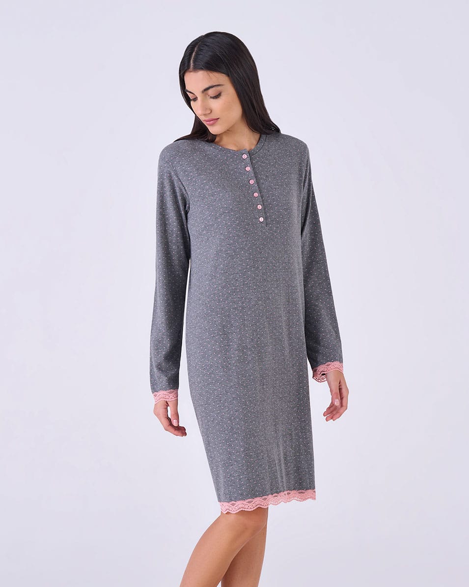 Camicia da notte caldo cotone - Pois