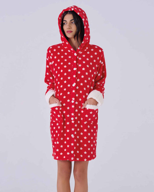 Vestaglia donna coral fleece stelle